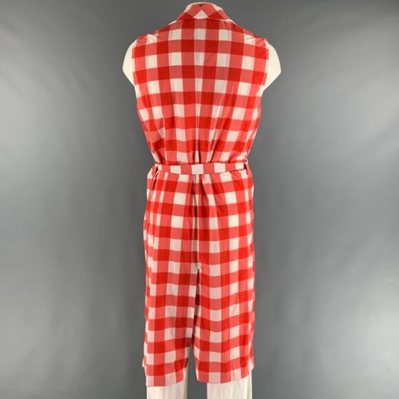 LA PERLA Size L Red White Checkered Nylon Elastane Robe - Picture 4 of 5